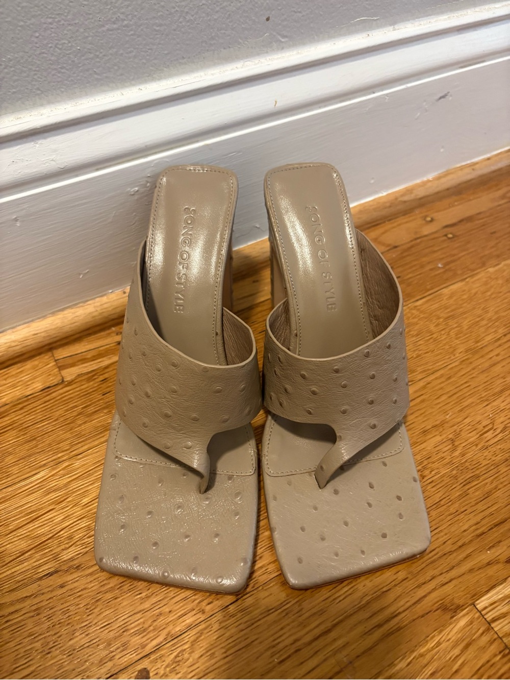 Song of Style Ostrich Heel Thong Mule
